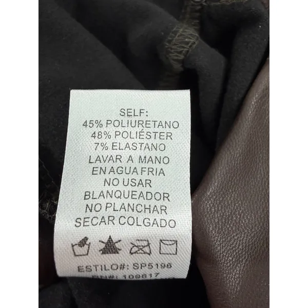 Shinestar Womens Brown Faux Leather High Rise Tapered Pants Size M SP5196 - Image 7