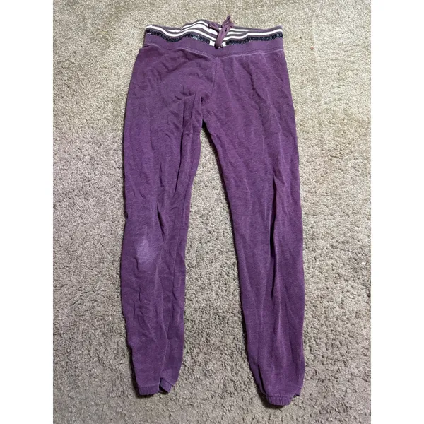 Victorias‎ Secret Purple Jogger Sweatpants XS Striped Waistband Lounge Pants - Image 2