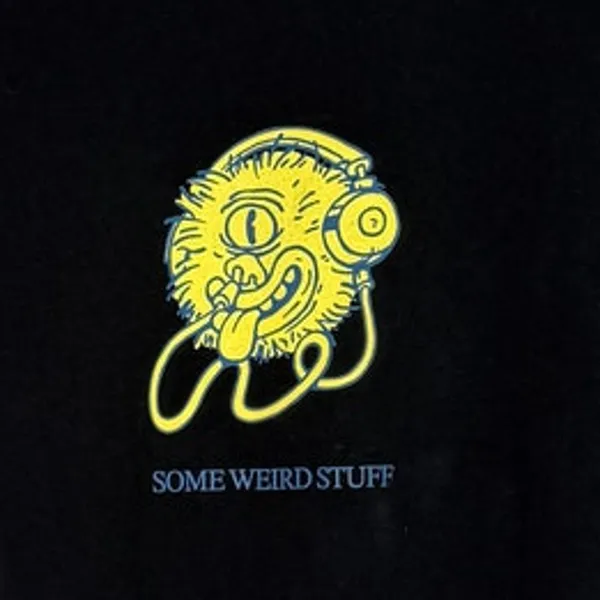 Zara Some Weird Stuff Graphic Oversized Relaxed Fit Basic T Shirt M Black Yellow - Image 4