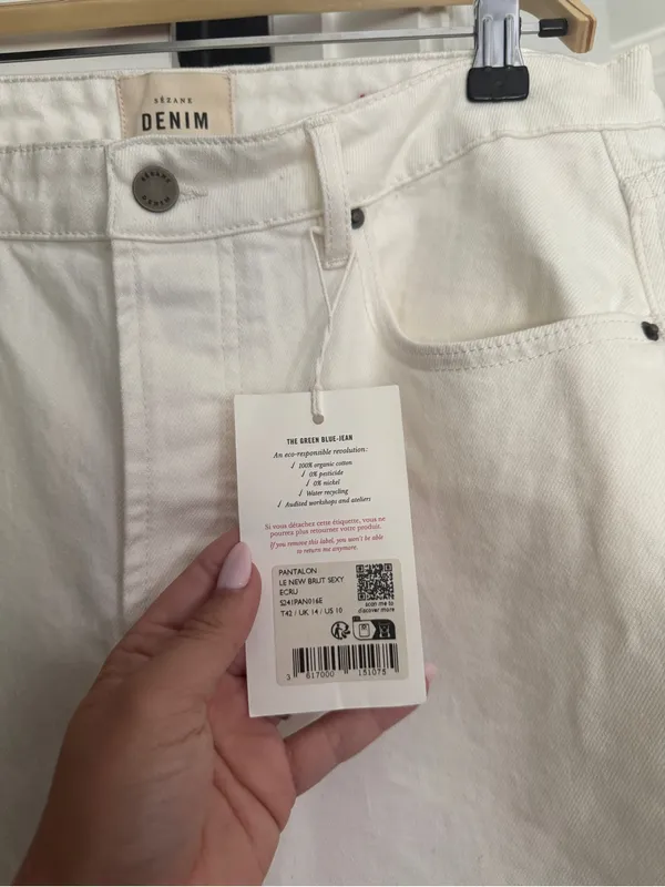 Sézane la new brut sexy ecru jeans button‎ fly straight leg pantalon - Image 4