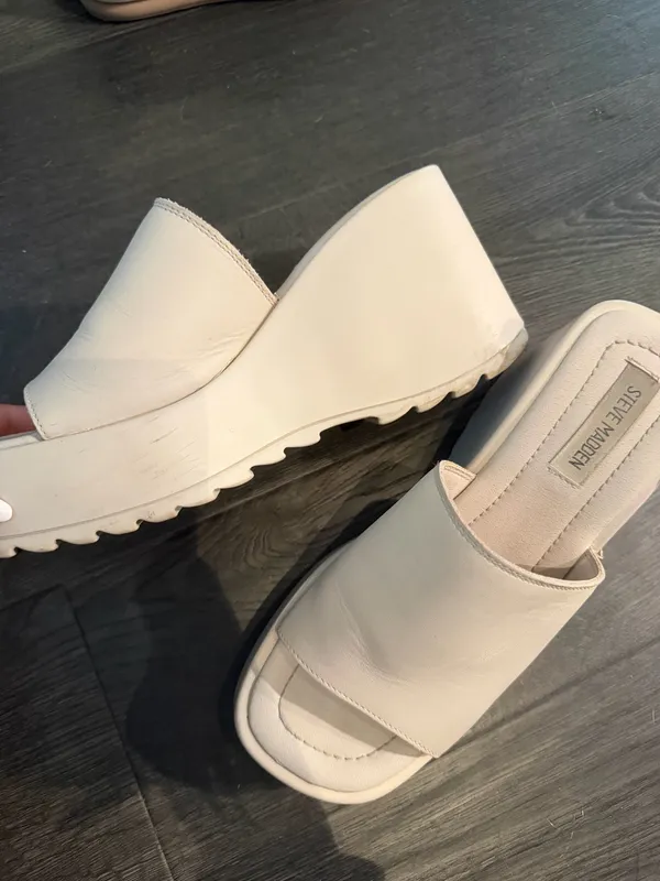 Steve Madden Women's arwen white leather platform sandals - Image 3
