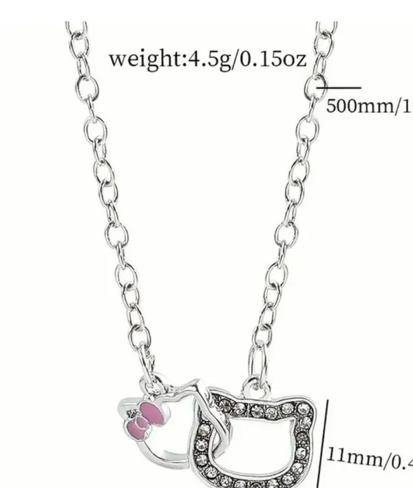 Hello Kitty Licensed w/ Rhinestones Interlocking Necklace - Image 2