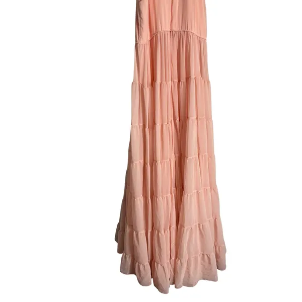 Mac Duggal Light Pink Tiered A-Line Halter Sleeveless Formal Maxi Gown Size 14 - Image 7
