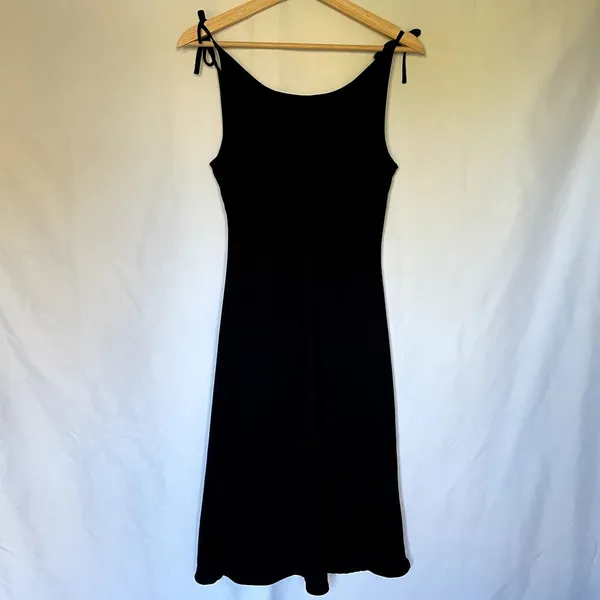 Ann Taylor LOFT black midi dress‎ sleeveless tie straps women's size 4 elegant - Image 6
