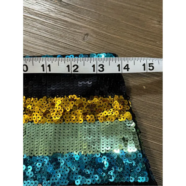 Express Multicolor Sequin Stripe Mini Skirt - Image 5