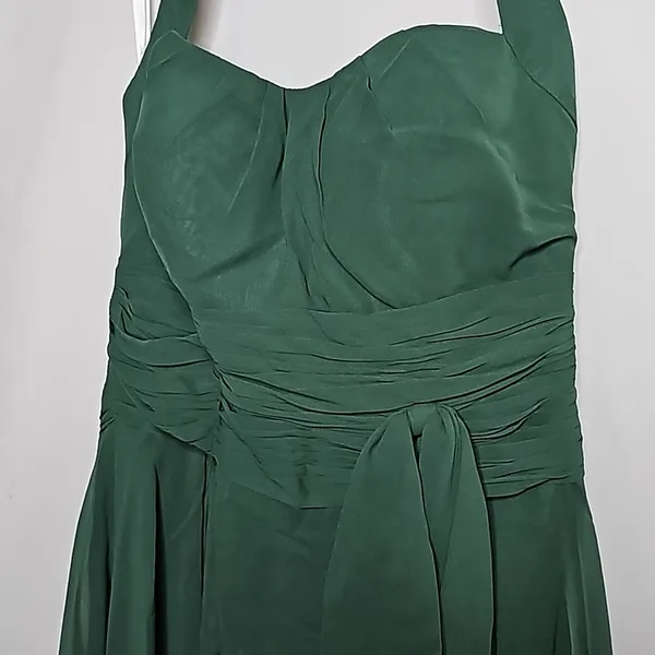 Azazie emerald green halter top bow knot pleaded chiffon corset cocktail dress 8 - Image 3