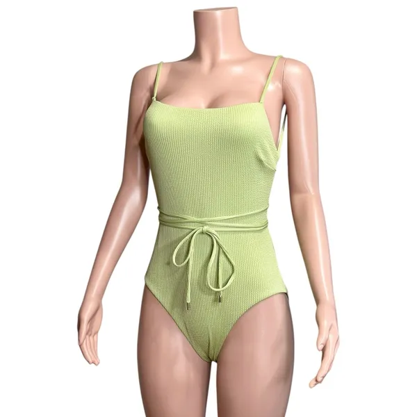 MONDAY SWIMWEAR Whitehaven Crinkle One Piece Swim, Olive Green, V (US12/14) - Image 10