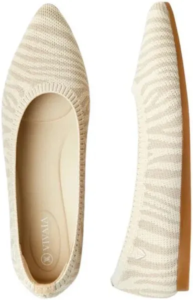 Vivaia | Pointed Toe Ballet Flats Aria 5* In Zebra Nude Print Size 9 Us Eur 40 - Image 3