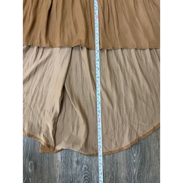 Mustard Seed Dress XS Tan High Low Tiered Boho Long Sleeve Mini - Image 7