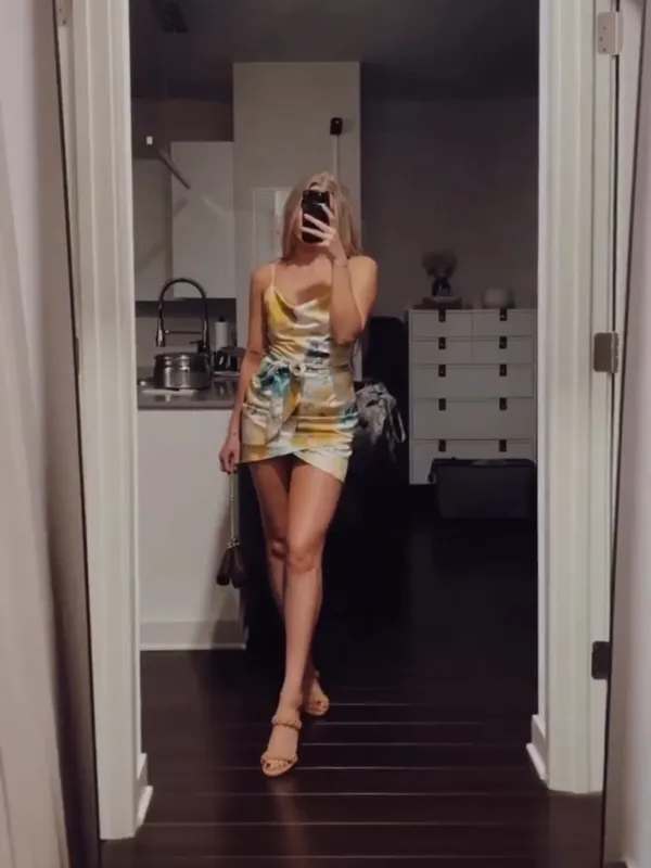 KeniaLea Co Wrap Mini Dress Yellow - Image 7