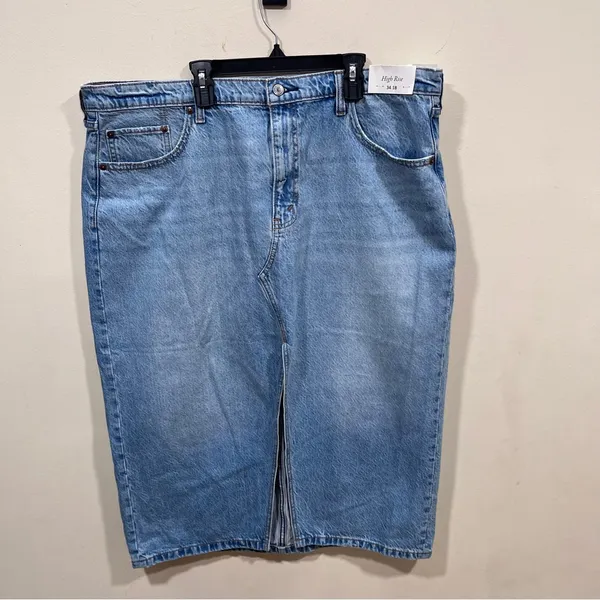 NWT Abercrombie & Fitch blue Denim Skirt midi size 34 US 18 plus size - Image 8