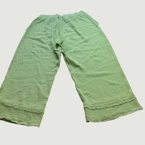 Umgee USA Lime Green Cotton Gauze Wide Leg Cropped Pants Plus Size XL WK7184 - Image 3