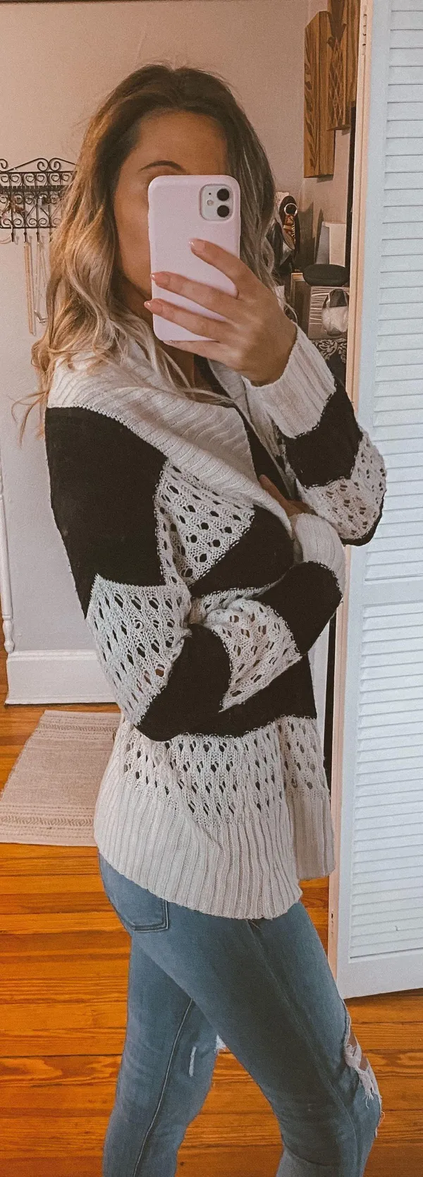 Black And White Striped Cardigan - Image 2
