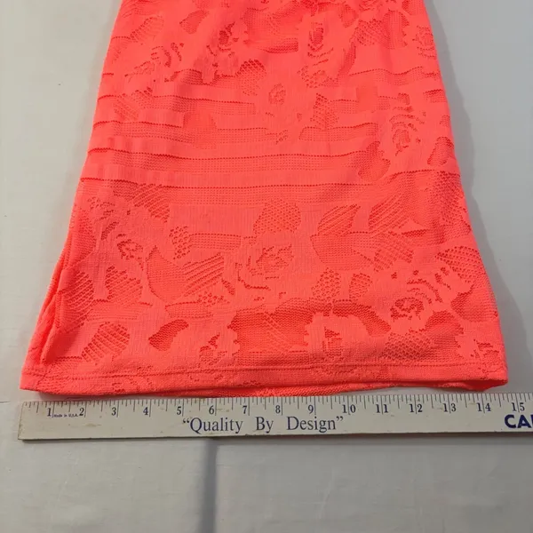 Windsor Neon‎ Coral Orange Floral Lace Open Back Bodycon Mini Dress Medium - Image 7