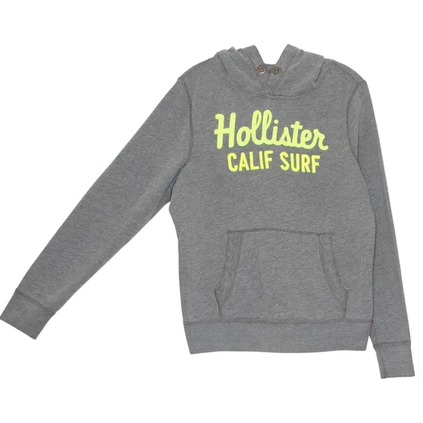 Hollister Graphic Pullover Hoodie Gray‎ Y2K California Surf Spell Out Coastal M - Image 2