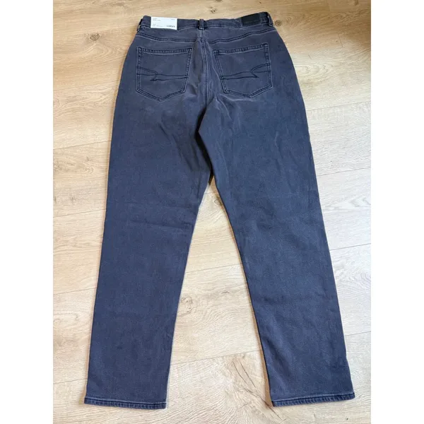 NWT Womens American Eagle curvy mom jean stretch black super high‎ rise 12 31W - Image 2