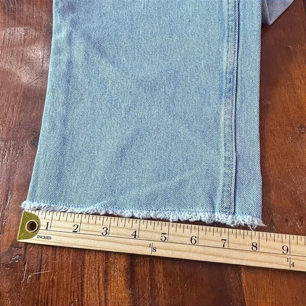 Zara Womens Light Wash High Waisted Wide Leg‎ Raw Hem Denim Jeans Size 4 - Image 9