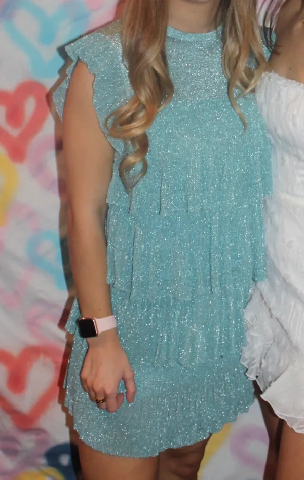 ZARA Blue Sparkly Top Skirt Set - Image 4