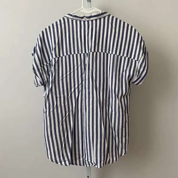 Alexander Jordan Relaxed Coastal Clean Office Siren Striped Button Top S Blue - Image 6
