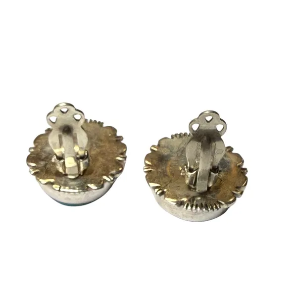 Vintage Navajo JF Sterling Silver Turquoise Clipon earrings Native‎ American - Image 9