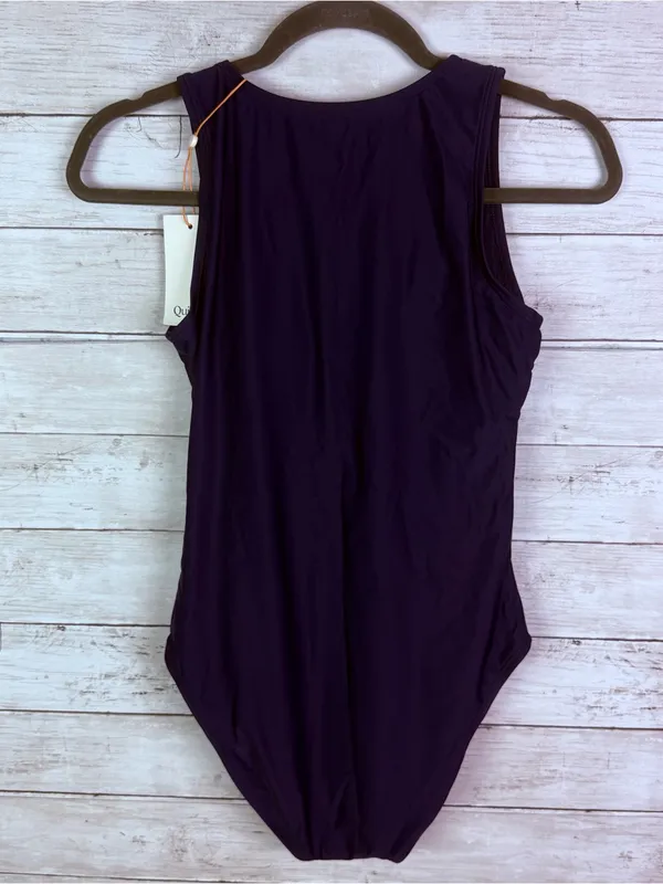 Quince Italian Zip-Front One-Piece Swimsuit Deep Navy Size Small - Image 4