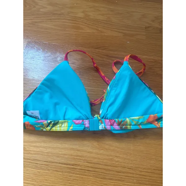 Banana Moon Tropical Floral Triangle Bikini Set Turquoise Pink Orange Size 40 - Image 3