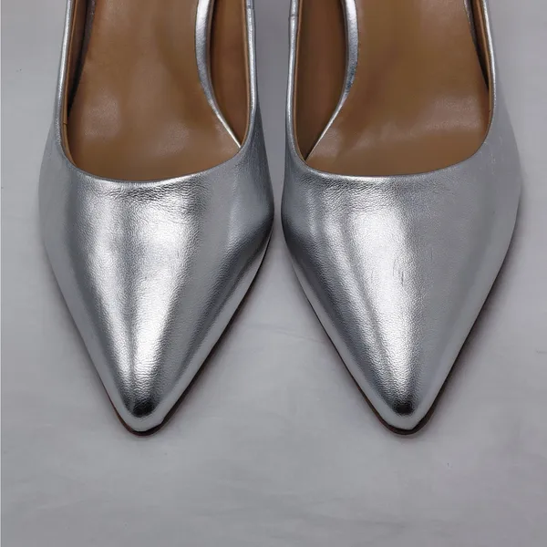 Naturalizer Women's Pumps Size 8.5M Silver Metallic Leather Pointed Toe Heels - Image 11