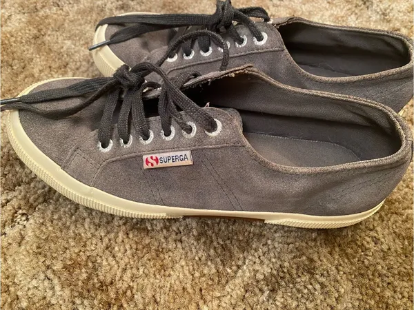Superga Gray Canvas Low-Top Sneakers with Cream Sole EU 39 - Image 5