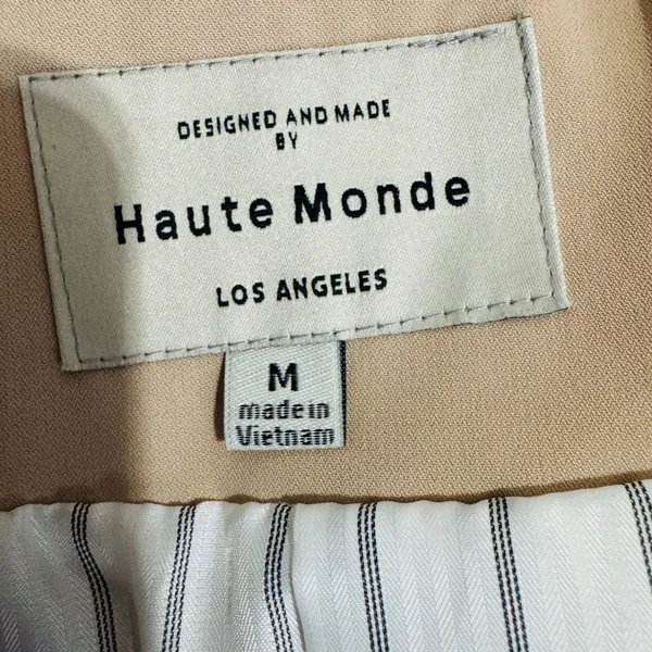 Haute Monde Womens Tan Open Front Blazer Jacket‎ Career Preppy Beige Medium - Image 3