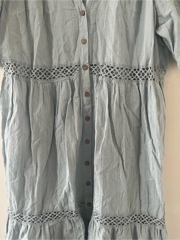Knox Rose Light Blue 100% Cotton Eyelet Short Sleeve Mini Dress XXL Cottagecore - Image 4