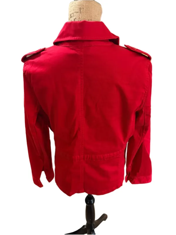 Talbots Red Cotton Twill Utility Field Jacket, Size M (21” PTP) - Image 8