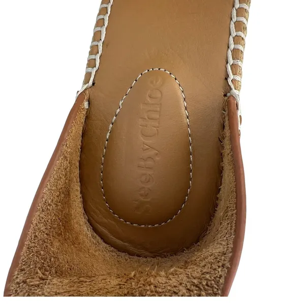 See by‎ Chloe Glyn Leather Espadrille Wedge Sandals Brown Size 36 - Image 14