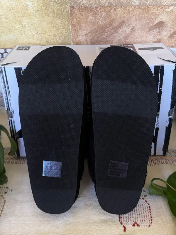 NEW DV Dolce Vita Faux Suede Clog Mule Gold Buckle Black Slide Slippers, Size 9 - Image 6