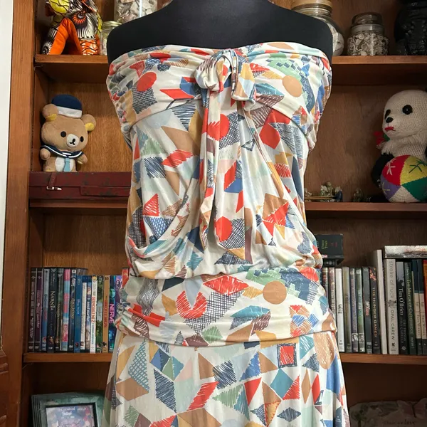 LaRok Strapless Silk Midi Dress Multiple Size L - Image 2