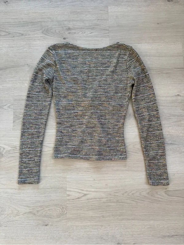 Bershka Multicolor Knit Twist-Front Long Sleeve Top - Image 3