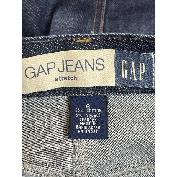 GAP Jeans Stretch Denim Maxi Skirt Size 6 Dark Wash Long Modest Y2K Style Slit - Image 6