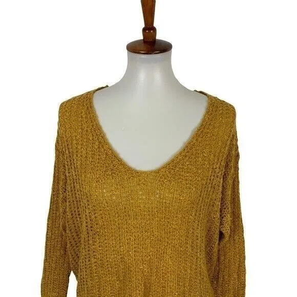 Dreamers Sweater Medium Mustard Knit Cozy Fall Winter Cottagecore - Image 2