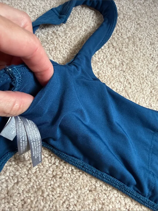 Aerie Peacock Teal Blue Textured Square Scoop Neck Bikini Top. Size Medium - Image 5