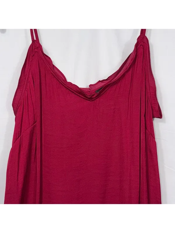 Vince Camuto Fuchsia Cold Shoulder Cami Blouse Size Small - Image 2
