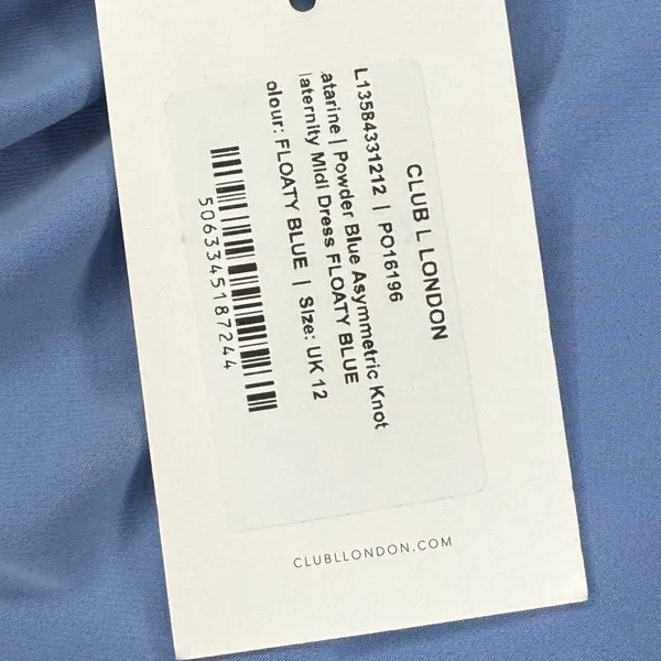 Club L London Katarine Powder Blue Asymmetric Knot Maternity Midi Dress Sz 8 NEW - Image 6