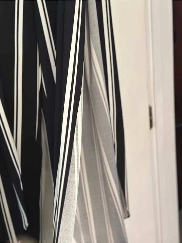 Boston Proper Black and White Vertical Stripe Wide-Leg Pants - Image 3