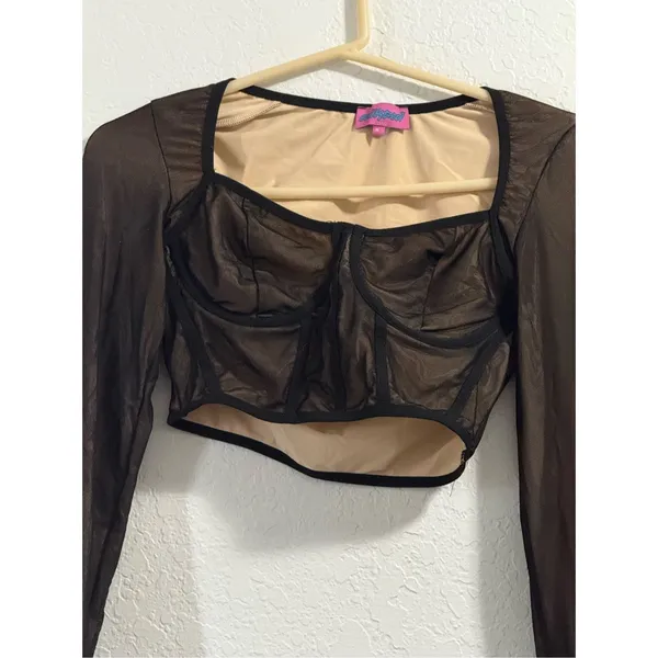 Edikted Megan Bodice Crop Top sheer sexy M - Image 2