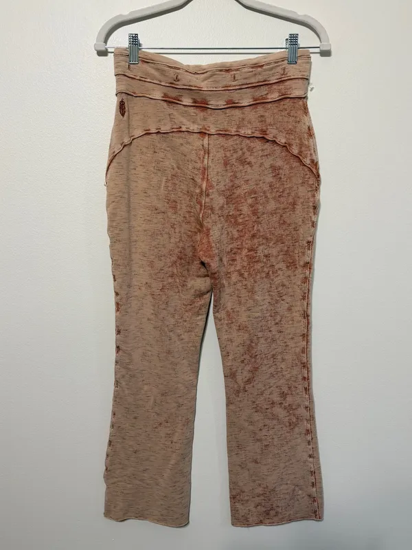 Free People Movement Comfy Acid Wash Lounge Flare Bootcut Pant Boho Size Small - Image 5