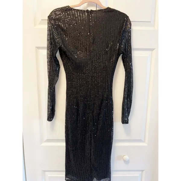 Area Stars Asymmetrical‎ Sequin Dress Black Women's Womens Size Small - Image 9