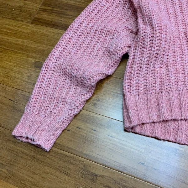 American Eagle Outfitters Pink Knit Cropped Sweater‎ Women's Size Medium Chunky - Image 3