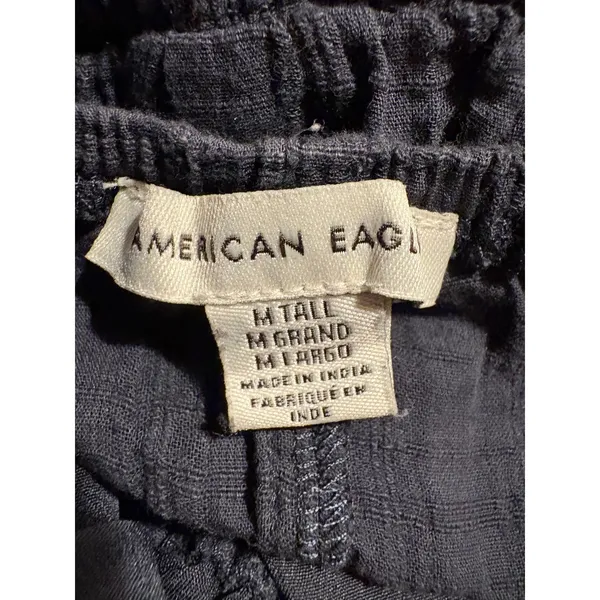 American Eagle Romper Black Gauze Cutout Tie Front Pockets Casual Medium Tall - Image 7