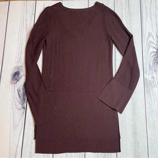Free People Criss Cross Sweater Tunic Top‎ Split Hem Bell Sleeve Wine Size Small - Image 10