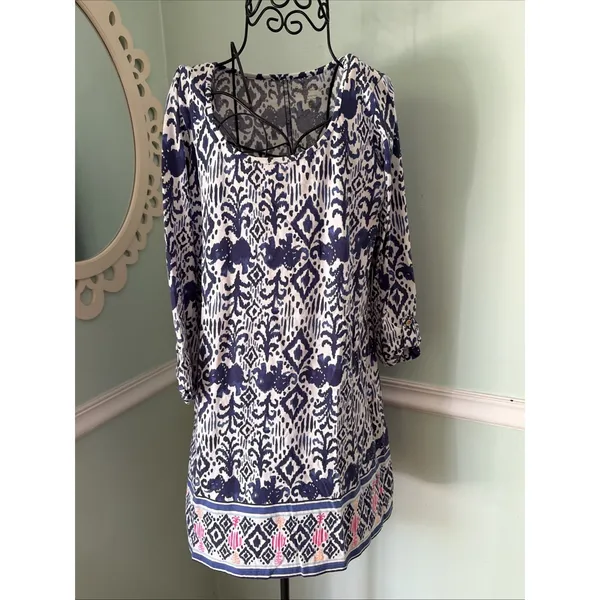 LILLY PULITZER Ocean Ridge cotton roll tab‎ sleeve shift dress Medium - Image 2