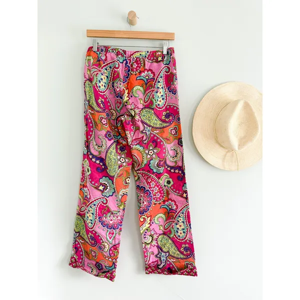 Vera Bradley | 2-Piece Cotton Pajama Set Pink Paisley Button Up | Sz S - Image 11