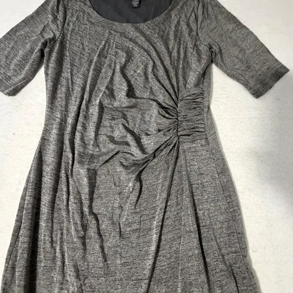 A Pea in the Pod Maternity Gray Heathered Side Ruched Sheath Dress Medium - Image 3